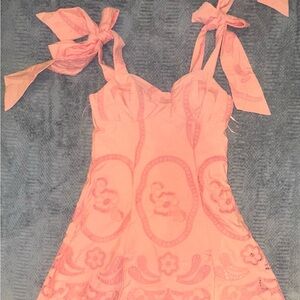 Elegant Pink Mini Dress with Bow-Tie Straps